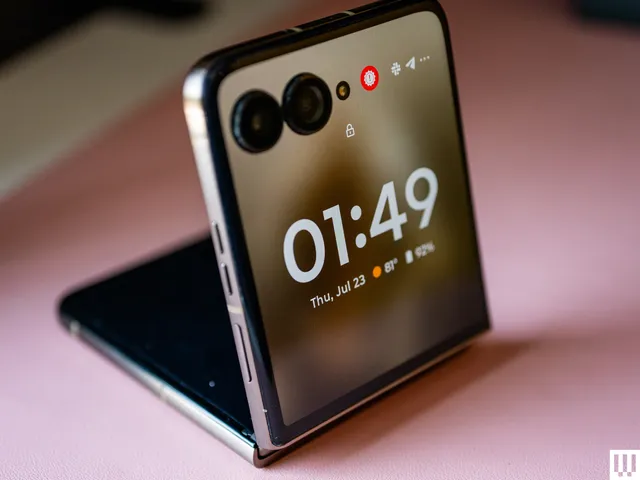 Motorola Razr Ultra pliat și deschis, cu ecranul exterior activ