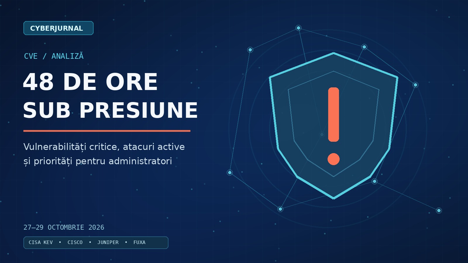 48 de ore sub presiune: vulnerabilități exploatate în Linux, Cisco și Brotli, alerte critice Juniper și FUXA