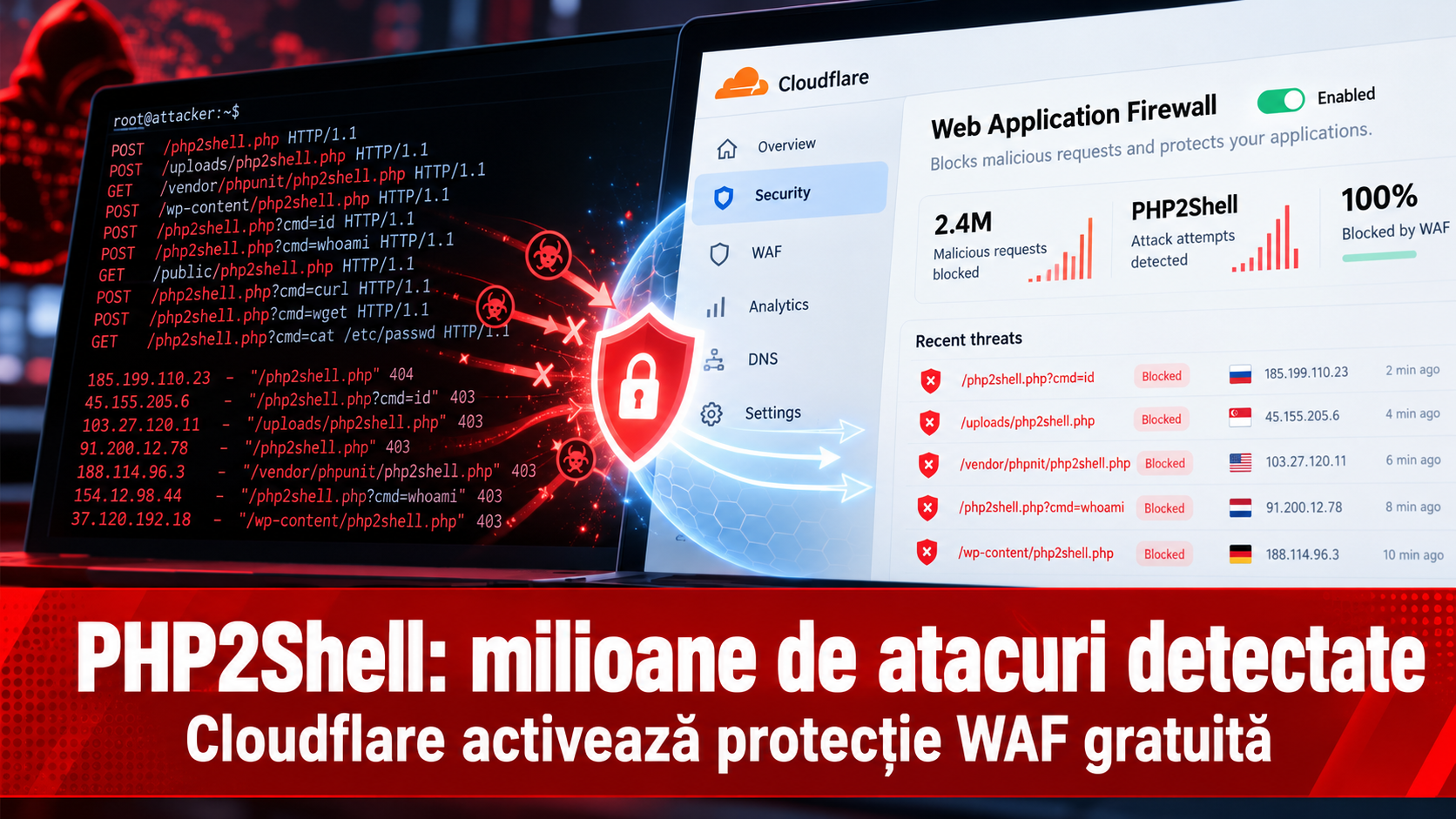 PHP2Shell: milioane de tentative de atac asupra serverelor PHP. Cloudflare activează gratuit o nouă protecție WAF