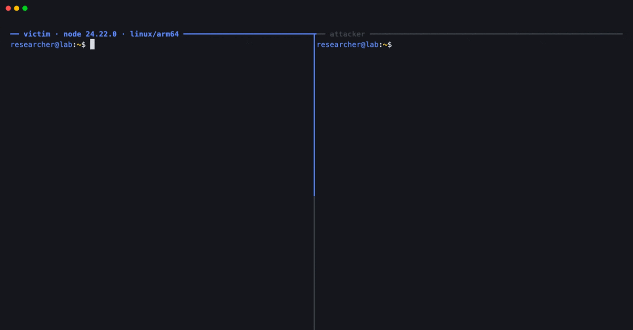 Apasă pentru a vedea imaginea la dimensiune maximă Node2Shell: poate un atacator să compromită un server Node.js fără autentificare?